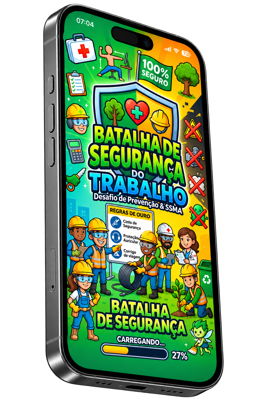 Batalha de Segurança do Trabalho exibido em um smartphone